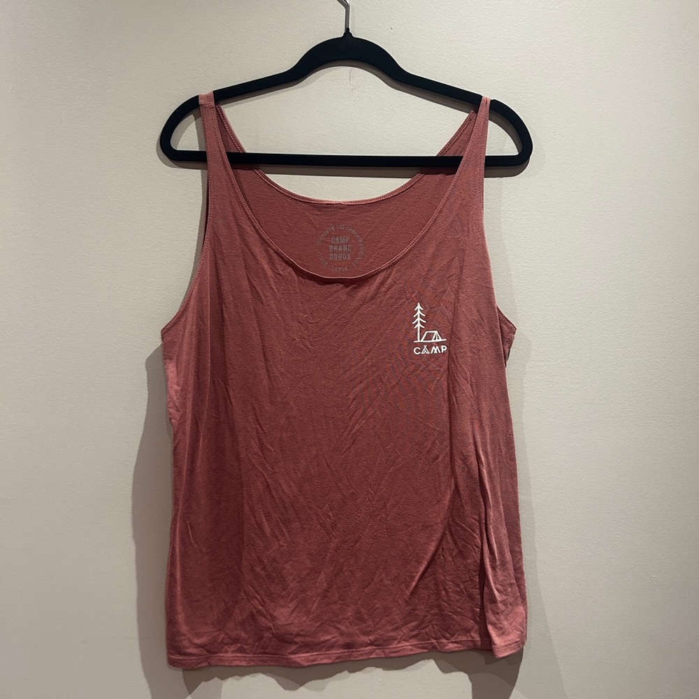 CAMP Pink Oversized Tank Top | Casual Graphic Logo Tee Size L